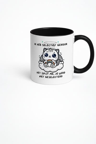 Selectief Gehoor Mok - Grappige Kat Design