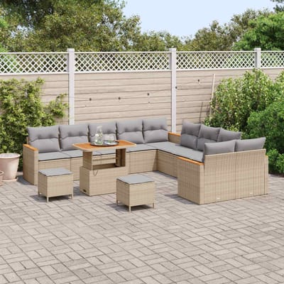 vidaXL - Tuinbank - Set - 13 - st - Beige - poly - rattan