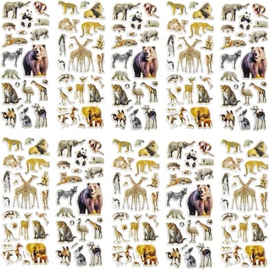 Stickers Wilde Dieren 17 X 7,5 Cm | 10 stickervellen met ieder 20 Stuks