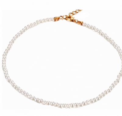 Parel ketting -Celina -Wit - 6 mm -Goudkleurig -35 cm synthetische- Charme Bijoux