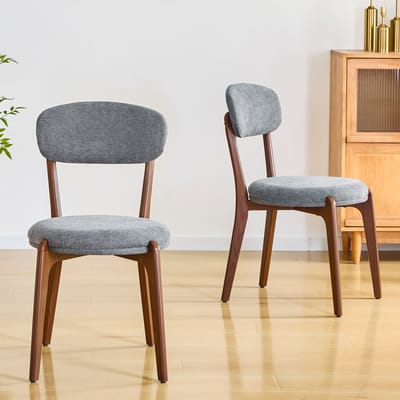 Eetkamerstoel - Onbekend - 2-zits linnen eetkamerstoel set mid-century moderne stijl met zitkussen - eetkamer, keuken - Onbekend - Onbekend