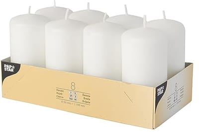 Stompkaarsen Wit - 8 Stuks - Ø 50 mm - 100 mm - Brandduur 16 Uur