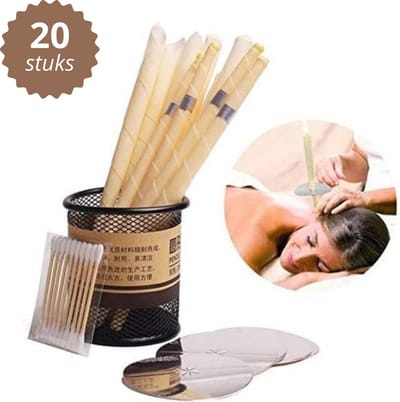 20 Stuks Oorkaarsen Set met Beschermfilter - Oorreiniger - Oorsmeer verwijderaar - Natuurlijke Bijenwas - Ear Wax Cleaner en Oorreiniger - Ontspanning en Verzorging