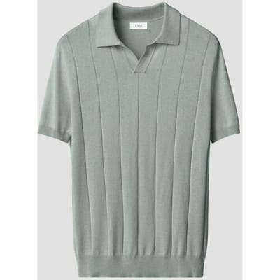 Eton Polo Open Collar Luxury Fine Silk Cotton Dropped Needle Stitch Licht Groen / male