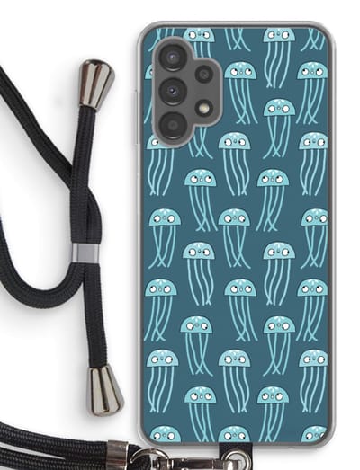 Case Company® - Hoesje met koord geschikt voor Samsung Galaxy A13 4G hoesje met Koord - Kwallie - Telefoonhoesje met Zwart Koord - Bescherming aan alle Kanten en Over de Schermrand