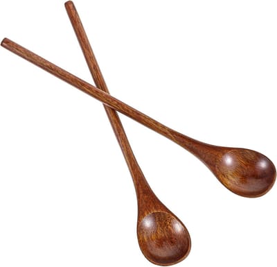 Set van 2 lange houten lepel voor koffie, honing, thee en koken - Ideaal voor mengen en roeren