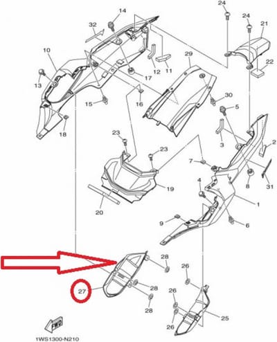 Cache latéral droit coque AR pour moto Yamaha 700 MT-07 1WS-2171K Neuf