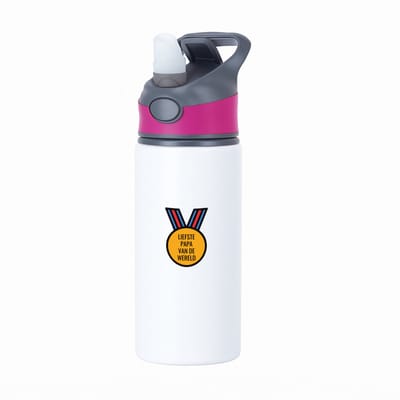 Hacebo® - liefste papa van de wereld waterfles met rietje roze - Papa - de liefste vader - vader cadeautjes - vaderdag - verjaardagscadeau - verjaardag - cadeau - geschenk - kado - gift - vader artikelen - water fles - 650ML