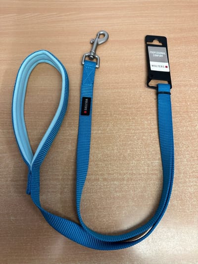 WOLTERS Cat & Dog Professional Comfort Hondenriem Maat L (Riem 125cm x 20mm) Blauw / Lichtblauw