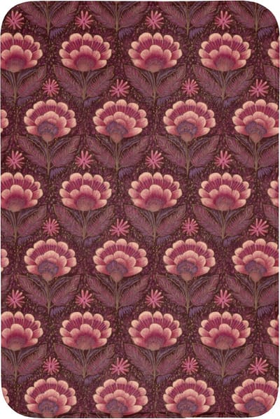 Badmat 60x90 cm - Antislip - Bloemen - Waaier - Paars - Badmatten voor badkamer - Badkamermat - Douchemat - Badkamer mat
