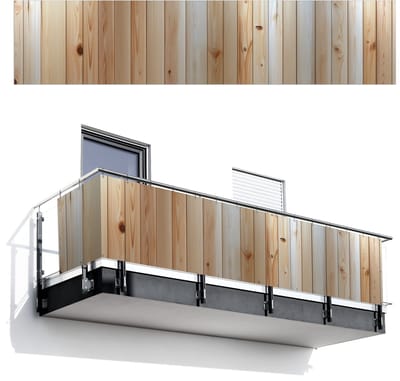 Balkonscherm 500x110 cm - Balkonposter Hout - Planken - Licht - Balkon scherm decoratie - Balkonschermen - Balkondoek zonnescherm