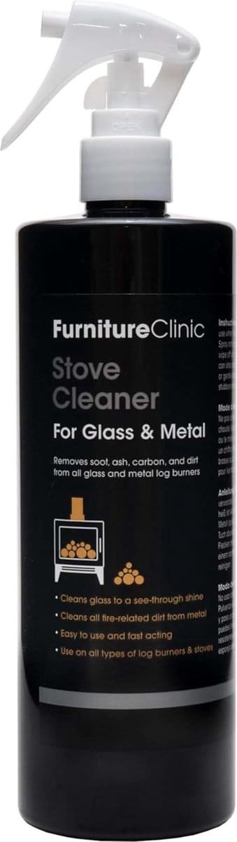 Kachelreiniger Spray 500ml – Glas & Metaal Reiniger voor Houtkachel, Open Haard & Kachelruit – Verwijdert Roet, As & Aanslag - Furniture Clinic