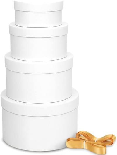 Luxe Ronde Geschenkdozen Set van 4 met Deksel en Lint