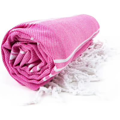 The One Towelling Hamam Sultan handdoek - 100 x 180 cm - Sauna Handdoek - Hamamdoek strandlaken - 100% katoen - Roze/Wit