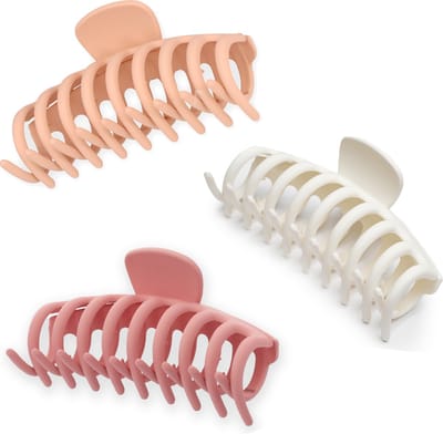 Lajetti - 3 stuks Haarklemmen Groot - Basic Roze Oudroze Off-white Haarclip set Dames