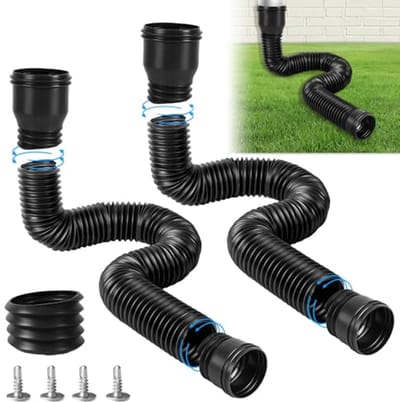Flexibele dakgootverlenger voor regenpijp 80/100 mm - Uitbreidingsset voor valpijp (47-300 cm) - 2 stuks