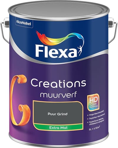 Flexa - Creations Muurverf Extra Mat - Puur Grind - Mengverf - 5 L