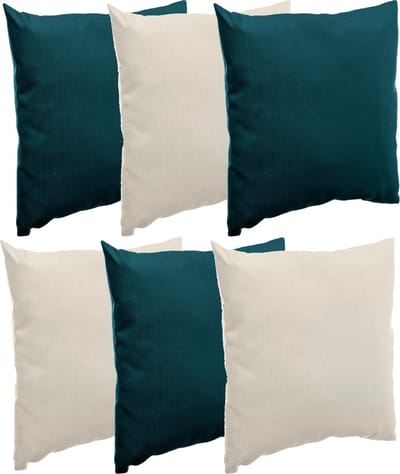 Hesperide Bank/sier/tuin kussens - binnen/buiten - set 6x stuks - beige/emerald groen - 40x40 cm