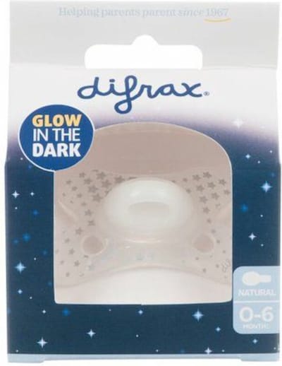 Difrax Fopspeen Natural 0+ mnd Glow In The Dark - 2 x - Voordeelverpakking