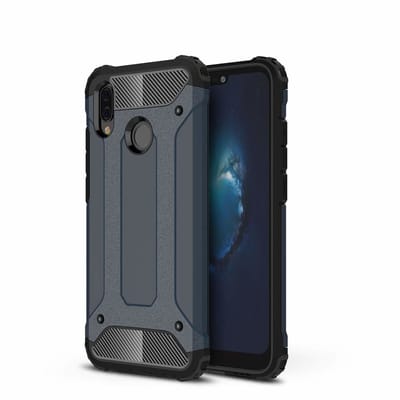 Ntech Hoesje Geschikt voor Huawei P20 Lite (2018) Dual layer Armor Hoesje - Blauw