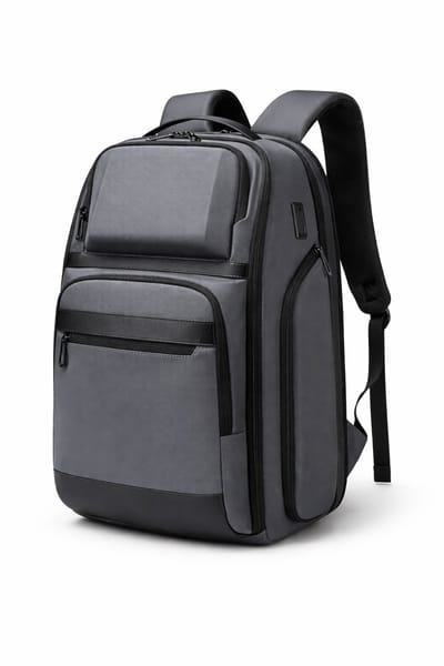 Laptop Rugzak 17.3 inch - 36L-48L Uitbreidbaar - Travel Backpack met USB Poort - Front Loader - Anti-Diefstal - Business - Reizen - Grijs