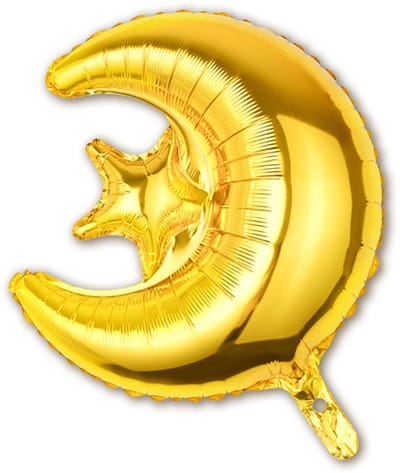 Q2P - Ramadan Decoratie - Ballon - Eid Mubarak - Feest Versiering - Islam - Helium Ballonnen - Maan - Ster - Goud
