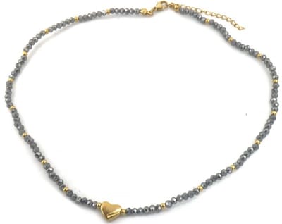 Ketting - verstelbaar - sieraad - accessoire - RVS - stainless steel - 39+5cm - goudkleurig - grijs - cadeau - geschenk - feest – feestdagen
