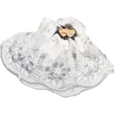 Voile de Mariage pour Animal de Compagnie Chien Coiffe Fleur Nœud Diamant Pince à Voile Accessoire pour Animal de Compagnie Chien white