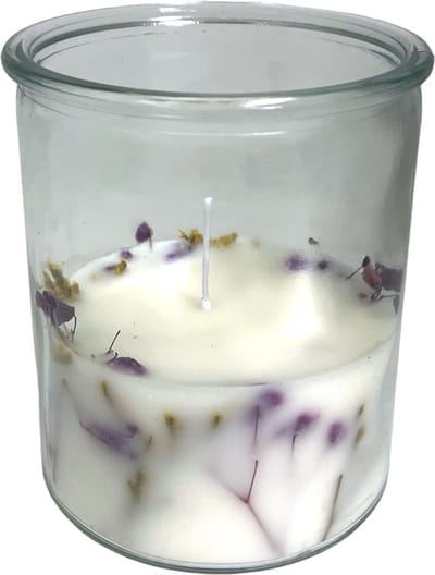 Home Society - Kaars in Glas - Provence - Met Droogbloemen - 12x10x10cm