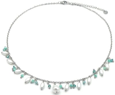 Ketting met Parels - RVS - Lengte 39-44 cm - Zilverkleurig