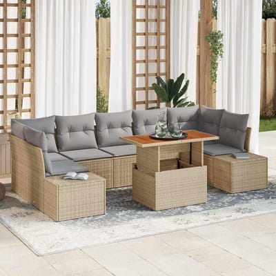 vidaXL - Tuinbank - Set - 8 - st - Beige - poly - rattan