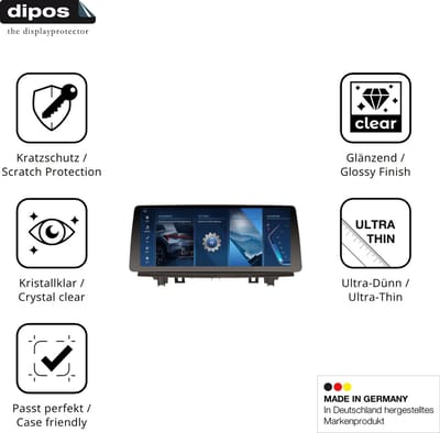 dipos – 2x Beschermfolie geschikt voor Erisin ES4748N 12.3 Zoll | Krasbestendige & heldere Screenprotector Ultra-Thin