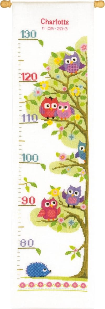 borduurpakket PN0147238 taterende uiltjes, groeimeter/meetlat