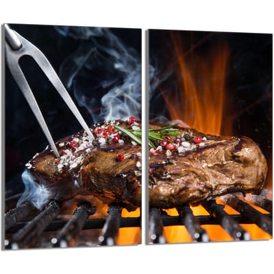 TMK ArtDeko Grill - Glazen Beschermplaat - 2x30x52 - Snijplank - Hittebestendig