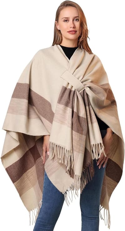 Dames Sjaal met Zakken - Pashmina Sjaal - Feestelijke Gelegenheden - Lichtgewicht Gebreid - Met Franjes - Onbekend