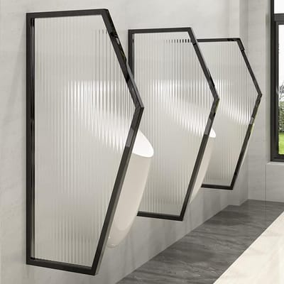 Urinoir scheidingswand - Badkamer privacy - Ruimte verdelen - Gehard glas - 90x40 cm - Goud