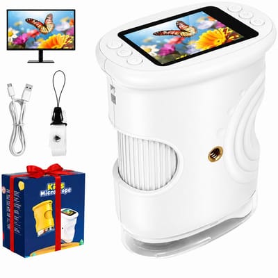 1000x Digitale Microscoop voor Kinderen - Draagbare Handmicroscoop - Hand en Zakmicroscoop - Draagbare Kinder Microscoop - Foto en Video - STEM Educatief Speelgoed - Vergrootglas voor Tuin en Bos - Geschikt voor 4 t/m 12 jaar - Wit