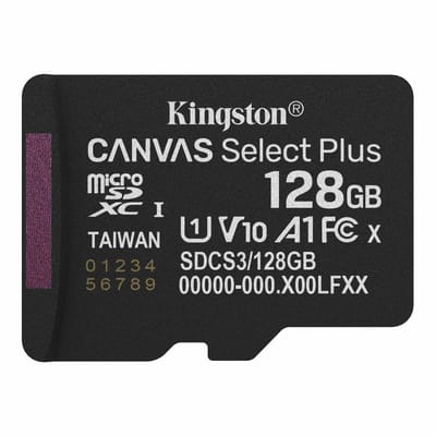 Kingston 64GB micro SD TF-kaart Geheugenkaarten Canvas Select Plus microSDXC-kaart | Tot 100 MB/s | A1 Klasse 10 UHS-I | SDCS2/64GB/128GB SDCS3/128GB