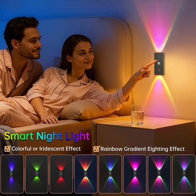 Wandlamp-Wandlamp binnen-2 stuks Magnetische LED Bewegingssensor Wandlamp -Dimbaar 8 Kleuren.