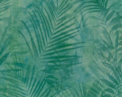 BLAUW/GROEN PALMBLAD BOTANISCH BEHANG - AS Creation AS Neue Bude 2.0 editie 2
