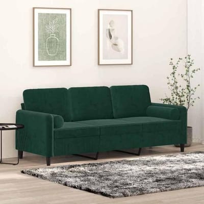 3-zits bank - Maison Exclusive - Donkergroen fluweel - Metalen frame - Zitting 180 cm groen