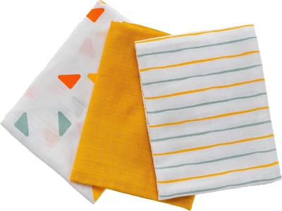 Mullwindels 3-Pack - Hydrofiele Doeken - Baby Verzorging - Oeko-Tex Gecertificeerd - 70x70 cm - Geel