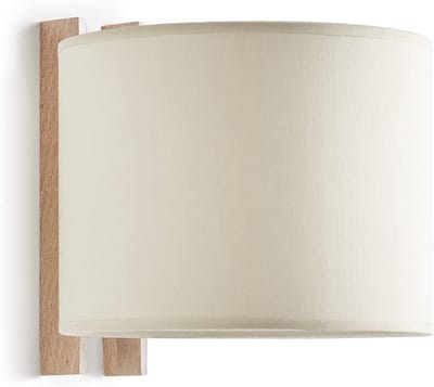 Houten Wandlamp met Beige Kap - E27 Fitting - Geschikt voor Woon- en Hotelkamer