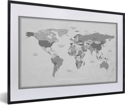 Poster in lijst - Fotolijst 60x40 cm - Posters - Wereldkaart - Kleuren - Quote - Kinderen - Jongens - Meisjes - Posterlijst zwart - Decoratie - Wanddecoratie woonkamer - Muurdecoratie slaapkamer