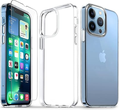 Hoesje geschikt voor iPhone 13 Pro Back cover hoesje - Transparant Siliconen Back Cover met 1X Screenprotector - Tempered Glass - EPICMOBILE