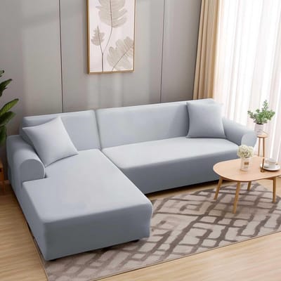 Bankhoes Hoekbank L-vorm Stretch Bankhoes Universele bankhoes voor 1/2/3/4-zits – 3-zits, lichtgrijs (L-vormige hoekbank vereist twee)