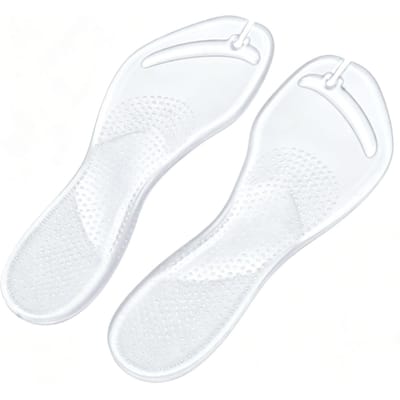 4 stuks Teenslipper Inlegzolen Zelfklevend Voetboog Ondersteuning Kussen Inzetstuk voor Teenslippers Pantoffels Inlegzolen Transparant L white