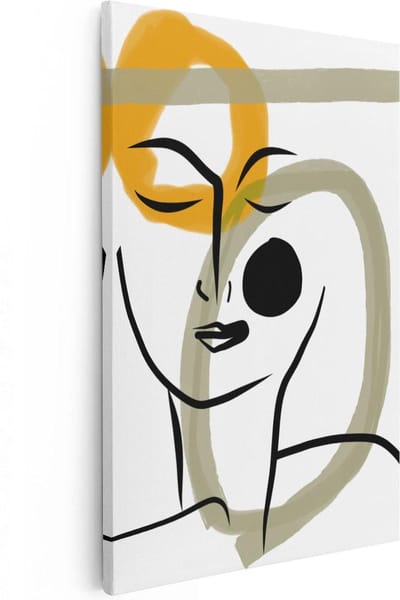 Artaza Canvas Schilderij Line Art Vrouw - 20x30 cm - Klein - Wanddecoratie Abstract - Muurdecoratie Woonkamer - Kamer Accessoires