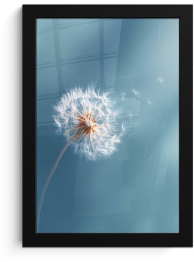 Poster in lijst - Fotolijst 20x30 cm - Posters - Paardenbloem - Wind - Blauw - Posterlijst zwart - Decoratie - Wanddecoratie woonkamer - Muurdecoratie slaapkamer