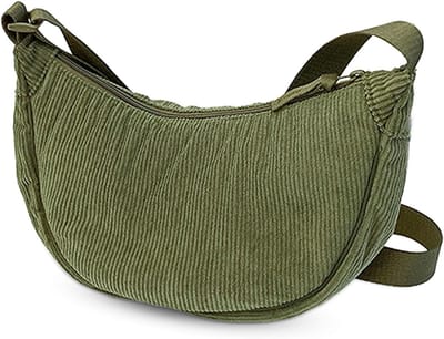 Hobo tas dames - Olijfgroen - 32 x 18 x 9 cm - Corduroy Crossbody Schoudertas - Voor Dames